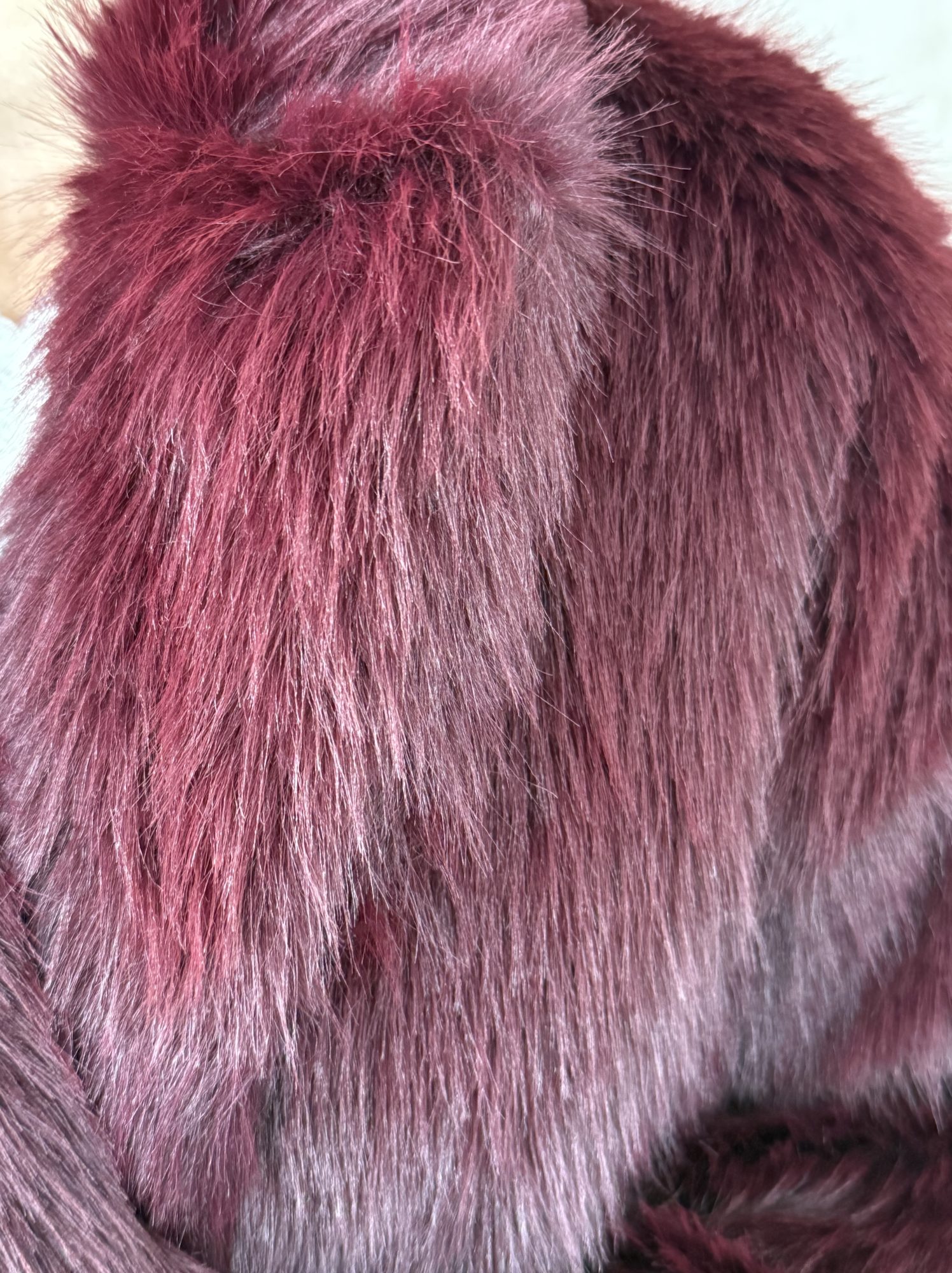 Bordeaux Elegance Faux Fur Coat - Image 5